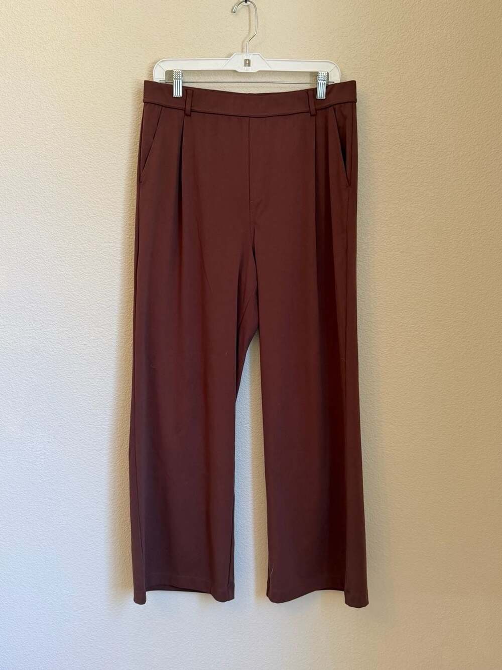 Halara Pleated Wide Leg Trouser Pants Brown Size L